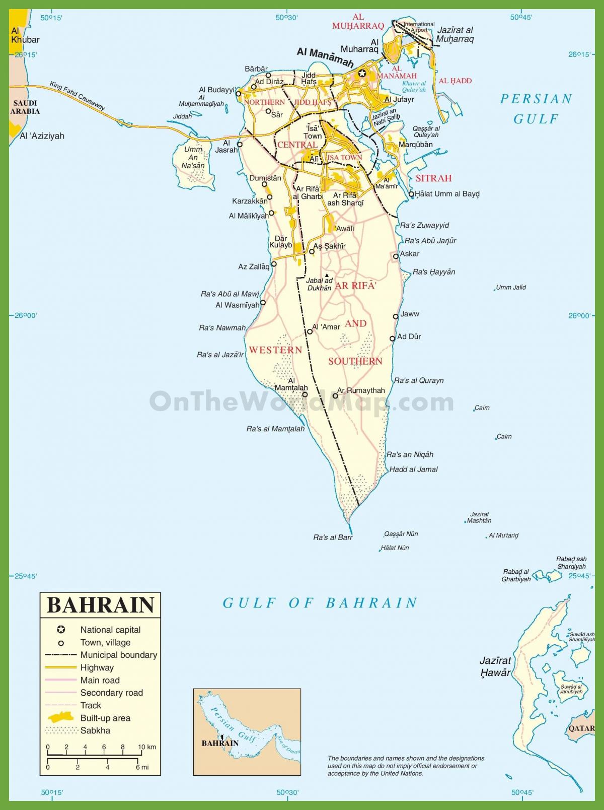 بحرین شهرستانها نقشه