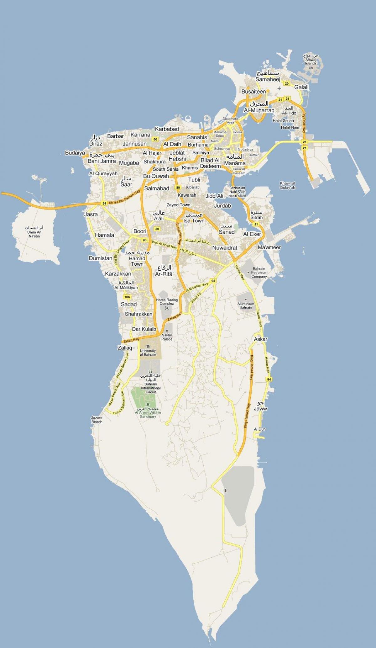 نقشه از نقشه خیابان های بحرین