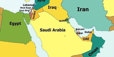 نقشه از بحرین و مناطق اطراف آن